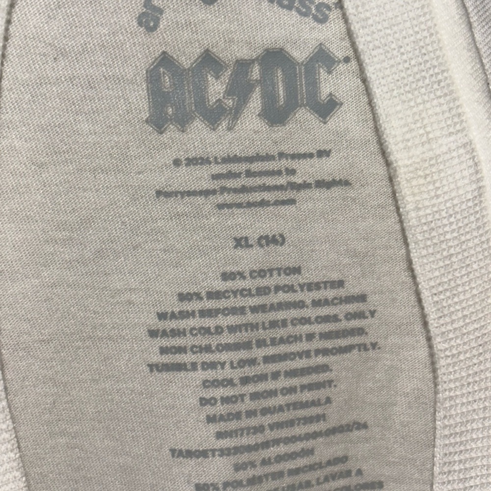 AC/DC Shirt Women's XL White Rock Band Graphic Tee Short Sleeve Top Stretch - Picture 8 of 8